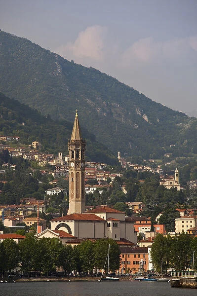 ITALY, Lecco Province, Lecco. Town view and Basilica San Nicolo