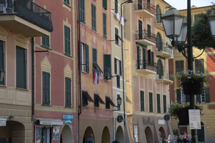 Framed Print : Italy, Liguria Province, Santa Margherita Ligure, pastel buildings Framed Print : Italy, Liguria Province, Santa Margherita Ligure, pastel buildings