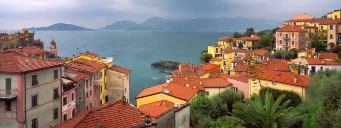 Framed Print : Italy, Liguria, Tellaro. Overview of seaside village Framed Print : Italy, Liguria, Tellaro. Overview of seaside village