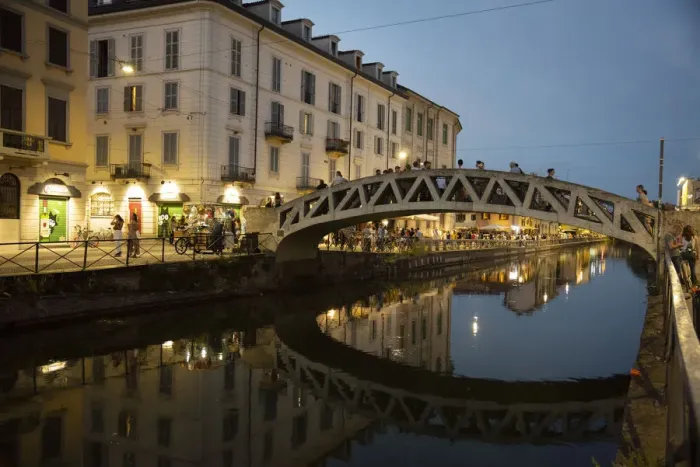 Framed Print : Italy, Lombardy, Milan. Historic Naviglio Grande canal area known for vibrant nightlife Framed Print : Italy, Lombardy, Milan. Historic Naviglio Grande canal area known for vibrant nightlife