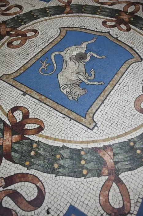 Framed Print : ITALY, Milan Province, Milan. Galleria Vittorio Emanuele II shopping arcade, mosaic bull