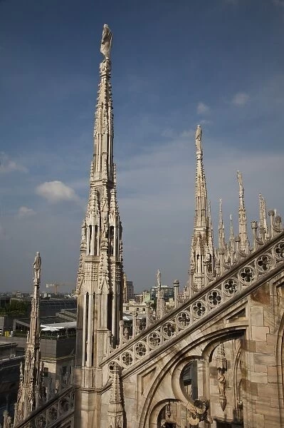Italy, Milan Province, Milan. Milan Cathedral, roof detail