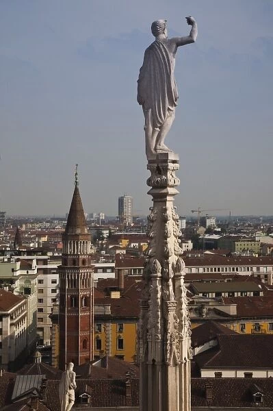 Italy, Milan Province, Milan. View from the Milan Cathedral roof