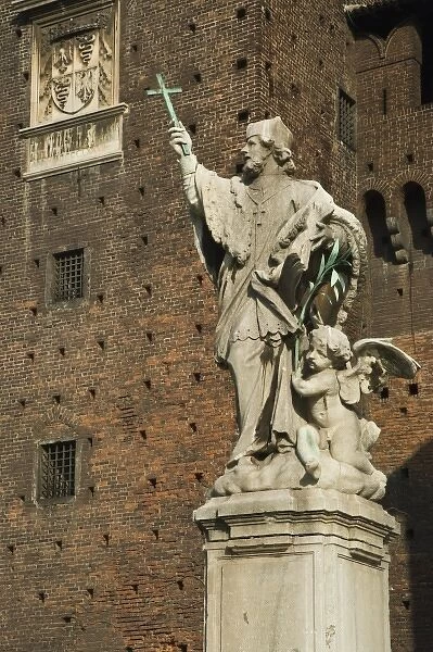 Italy, Milan. A statue on the grounds of the Sforzesco Castle
