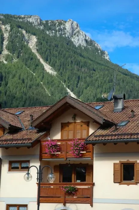 Framed Print : 04. Italy, Moena, example of architecture in alpine village