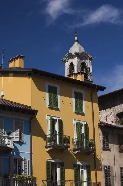 Italy, Novara Province, Arona. Buildings along lakefront