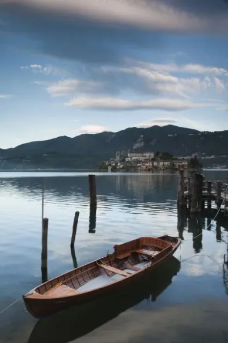 Framed Print : Italy, Novara Province, Orta San Giulio. Isola San Giulio island, dawn Framed Print : Italy, Novara Province, Orta San Giulio. Isola San Giulio island, dawn