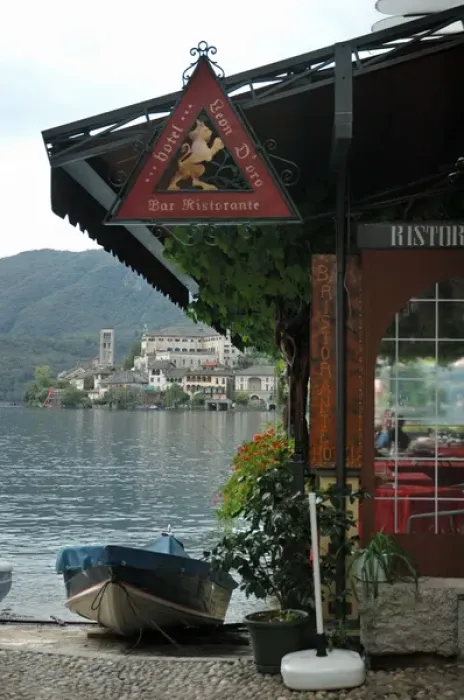 Framed Print : 04. Italy, Orta, Lake Orta, waterfront restaurant and hotel