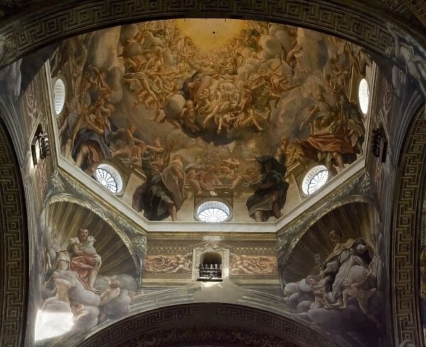 Italy, Parma. Fresco by Correggio adorns the domed ceiling over the altar in the Parma Cathedral