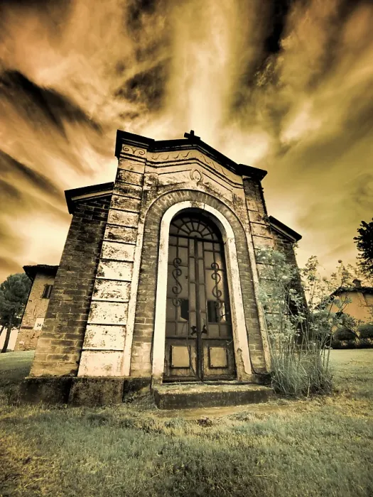 Framed Print : Italy, Pedemonte, Langhe. Infrared of small chapel Framed Print : Italy, Pedemonte, Langhe. Infrared of small chapel
