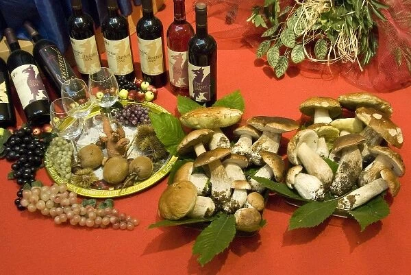 Italy, Piedmont (Piemonte), western region, Bricherasio, fresh mushtooms, kiwis