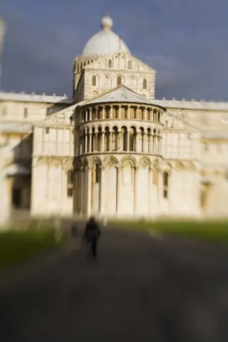 Framed Print : Italy, Pisa, Selective Focus of the Duomo and Il Campo dei Miracoli - The Field of Miracles