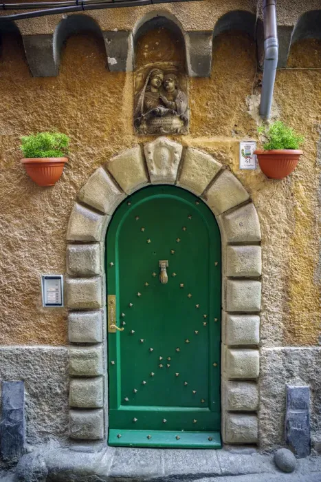 Framed Print : Italy, Porto Venere. Ornate house door. Credit as: Jim Nilsen  /  Jaynes Gallery  /  DanitaDelimont