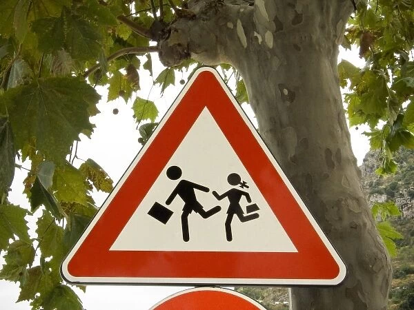 Italy, Positano. School crossing sign