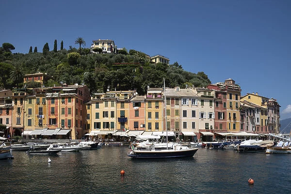 Italy, Province of Genoa, Portofino. Upscale fishing village on the Ligurian Sea