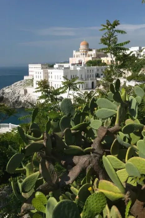 Framed Print : Italy, Puglia, Santa Cesarea Terme, Resort Town View