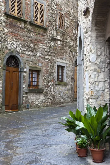 Framed Print : Italy, Radda in Chianti. Street view of Radda in Chianti