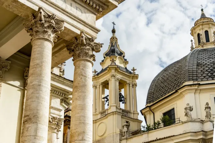 Framed Print : Italy, Rome. Piazza del Popolo, columns of Chiesa de Santa Maria del Montesanto Framed Print : Italy, Rome. Piazza del Popolo, columns of Chiesa de Santa Maria del Montesanto