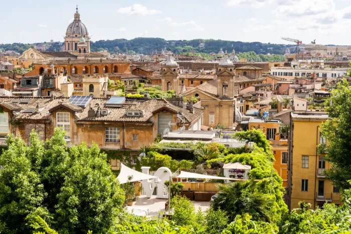 Framed Print : Italy, Rome. St Peters dome from Viale della Trinita dei Monti Framed Print : Italy, Rome. St Peters dome from Viale della Trinita dei Monti