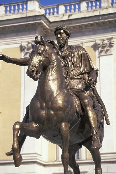 Italy, Rome. Statue of Marcus Aurelius in Piazza del Campidoglio