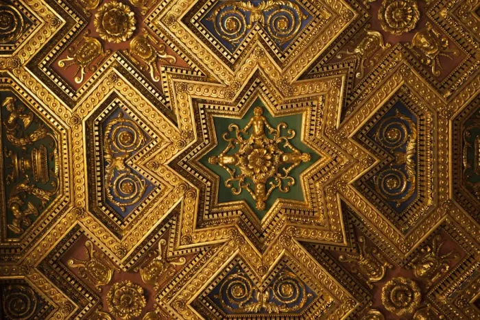 Framed Print : Italy, Rome, Trastevere, ornate gold ceiling in cathedral Framed Print : Italy, Rome, Trastevere, ornate gold ceiling in cathedral