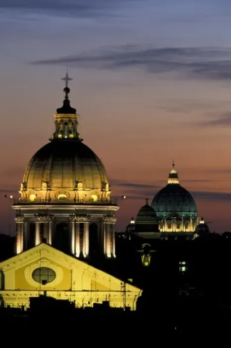 Framed Print : Italy, Rome. View from atop the Spanish Steps. Basilica dei Santi Ambrogio e Carlo al Corso, St