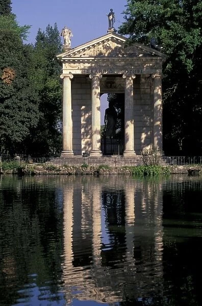Italy, Rome. Villa Borghese Park. Templo di Esculapio, greek temple
