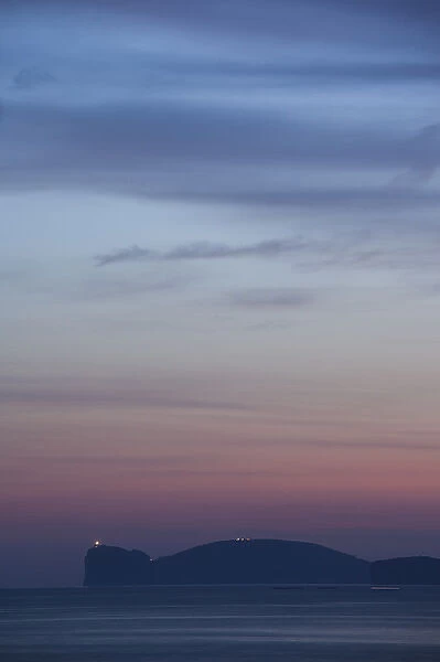 ITALY, Sardinia, Alghero. Capo Caccia cape, dusk