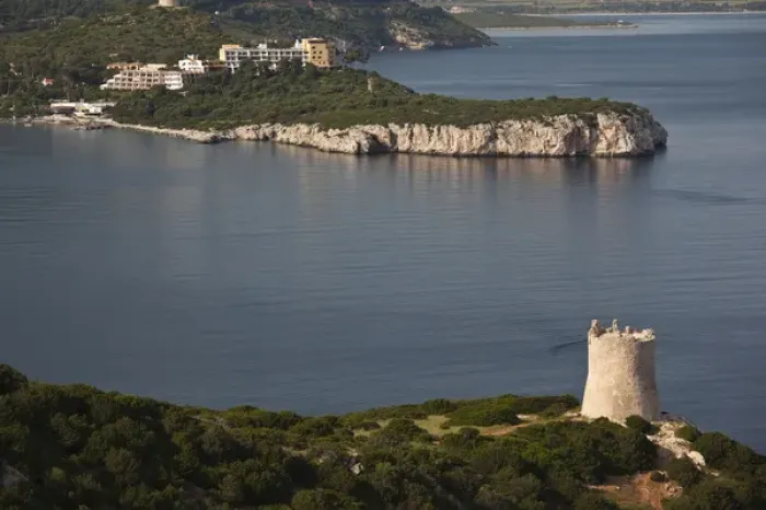 Framed Print : ITALY, Sardinia, Alghero. Spanish tower and Hotel Capo Caccia, late afternoon Framed Print : ITALY, Sardinia, Alghero. Spanish tower and Hotel Capo Caccia, late afternoon