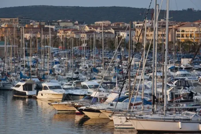 Framed Print : Italy, Sardinia, Alghero. Yacht marina, dusk Framed Print : Italy, Sardinia, Alghero. Yacht marina, dusk