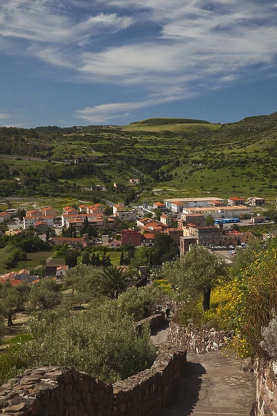 ITALY, Sardinia, Bosa. Town view from Castello Malaspina