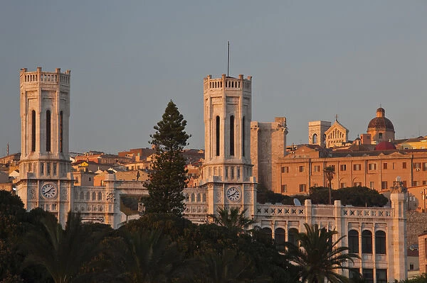 ITALY, Sardinia, Cagliari. Palazzo Comunale (town hall), sunset