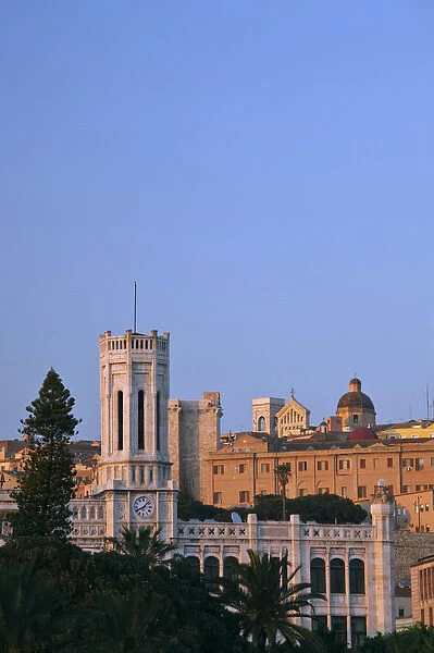 ITALY, Sardinia, Cagliari. Palazzo Comunale (town hall), sunset