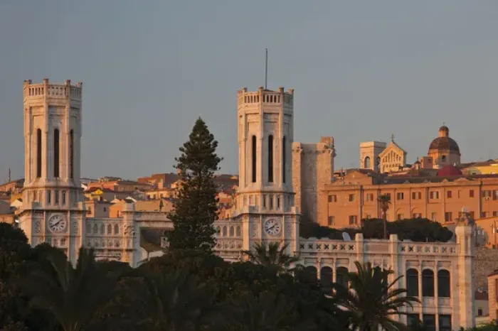Framed Print : ITALY, Sardinia, Cagliari. Palazzo Comunale (town hall), sunset