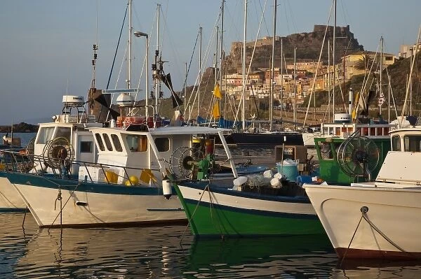 Italy, Sardinia, Castelsardo. Fishing port and town