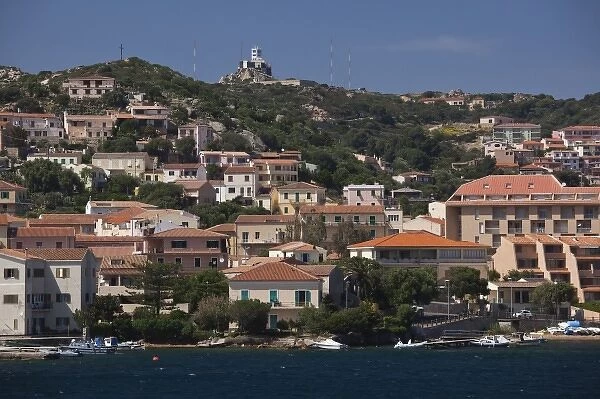 Italy, Sardinia, La Maddalena. Harborside view from island ferry