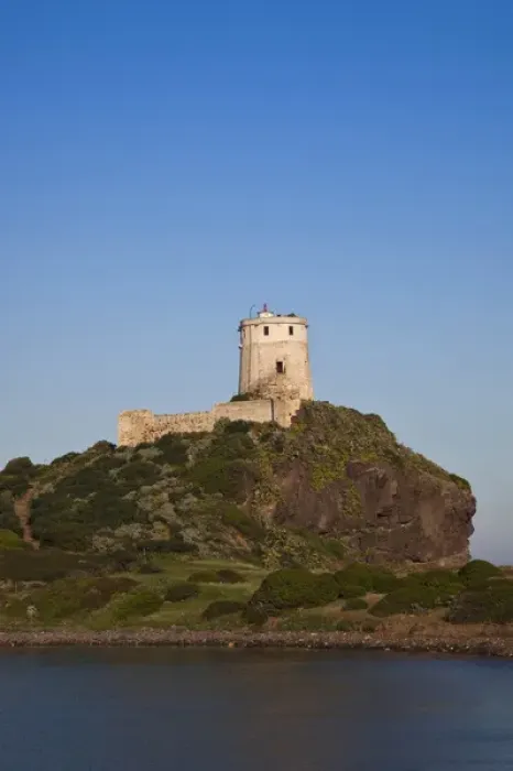 Framed Print : ITALY, Sardinia, Nora. Spanish watchtower by the Laguna di Nora Framed Print : ITALY, Sardinia, Nora. Spanish watchtower by the Laguna di Nora