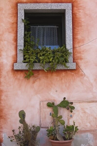 Italy, Sardinia, Santa Teresa Gallura. Window detail