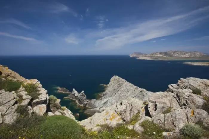 Framed Print : Italy, Sardinia, Stintinto. Capo Falcone headlands from Torre Falcone