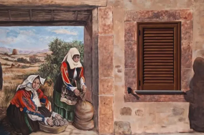 Framed Print : Italy, Sardinia, Tinnura. Mural detail Framed Print : Italy, Sardinia, Tinnura. Mural detail