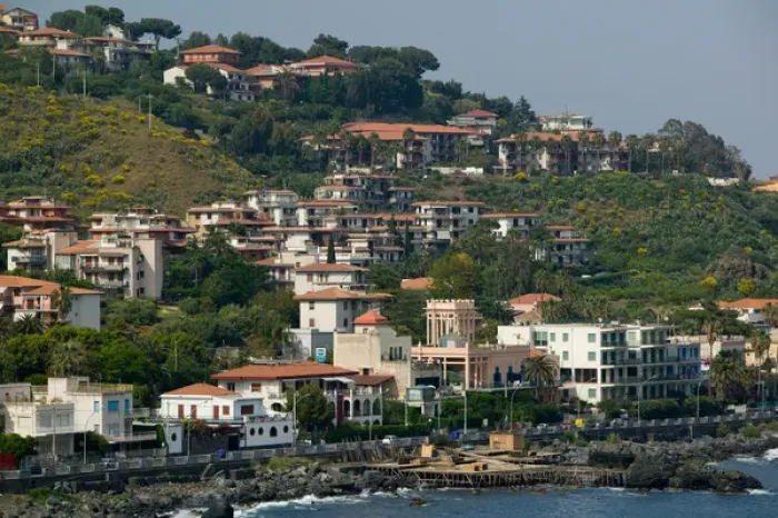 Framed Print : ITALY-Sicily-ACI CASTELLO: Town View from the Norman Castle