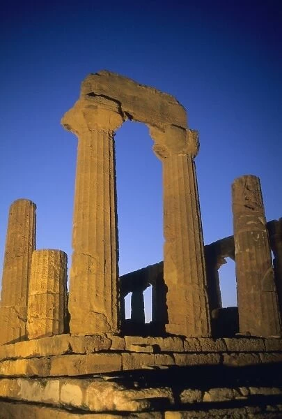 Italy, Sicily, Agrigento, Greek ruins at night