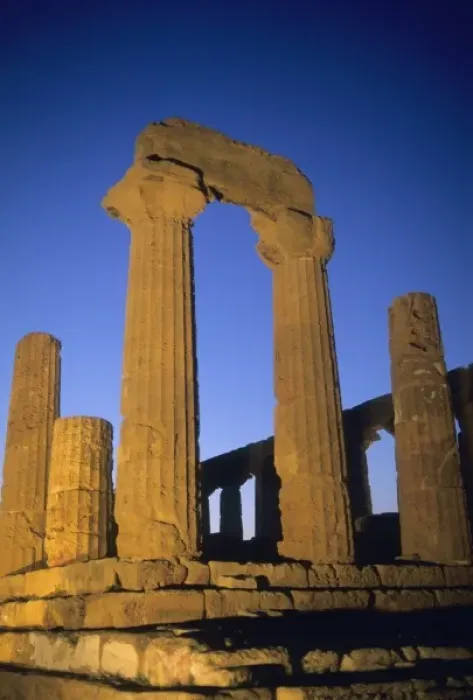 Framed Print : Italy, Sicily, Agrigento, Greek ruins at night