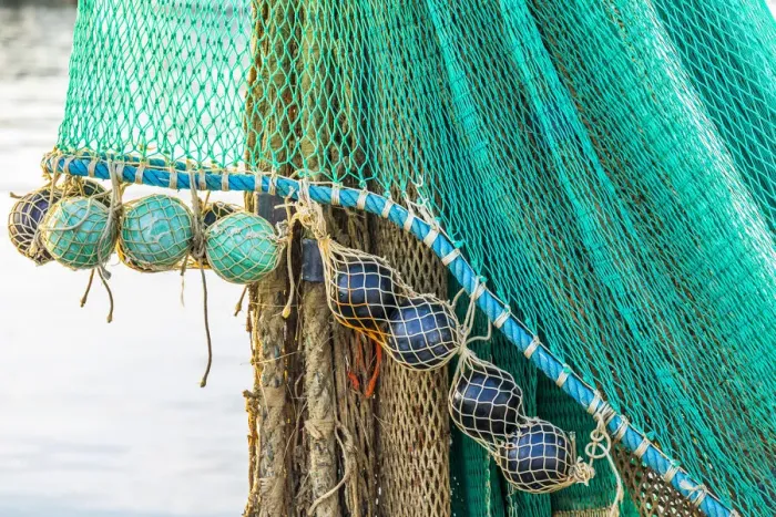 Framed Print : Italy, Sicily, Agrigento Province, Sciacca. A fishing net in the harbor of Sciacca