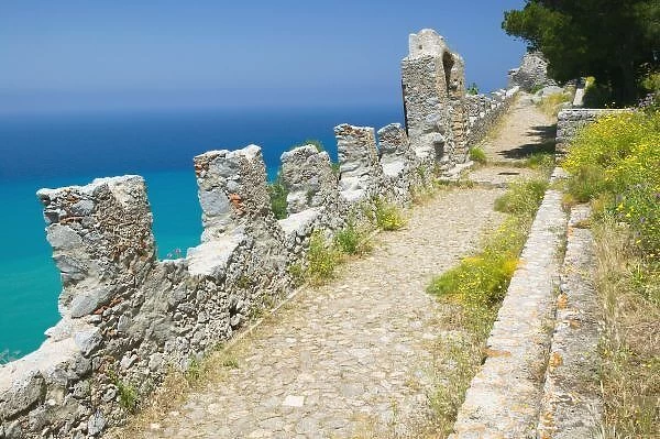 Italy, Sicily, Cefalu, Cliffside Walkway, La Rocca Mountain