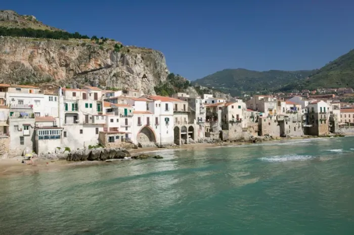Framed Print : Italy, Sicily, Cefalu, La Marina from Town Pier
