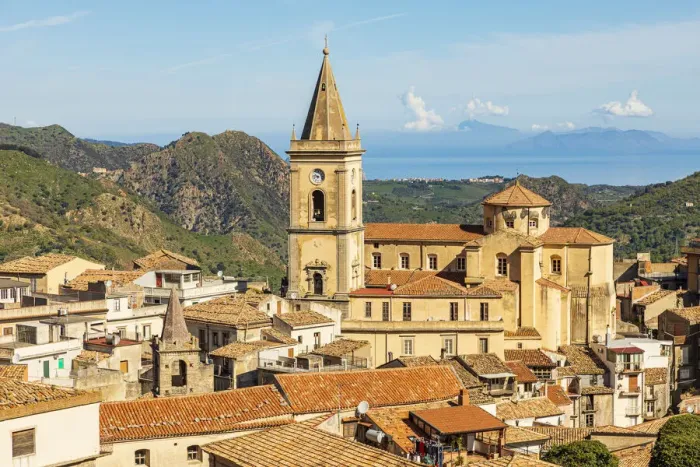 Framed Print : Italy, Sicily, Messina Province, Novara di Sicilia. The medieval hill town of Novara di