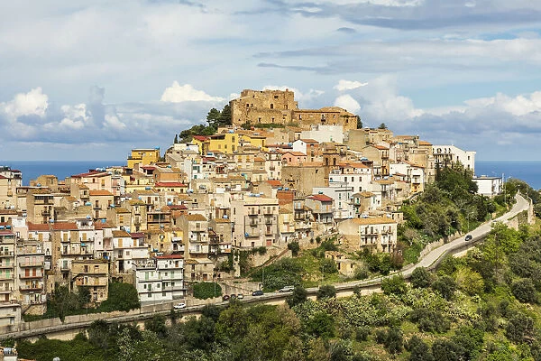 Italy, Sicily, Messina Province, Caronia. The medieval hilltop town Caronia