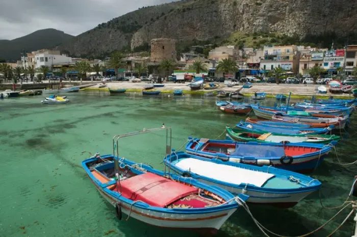 Framed Print : Italy, Sicily, Mondello, Mondello Fishing Harbor Framed Print : Italy, Sicily, Mondello, Mondello Fishing Harbor