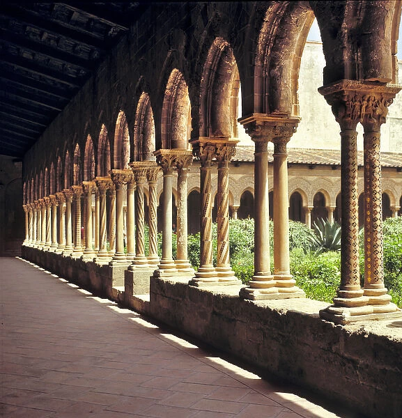 Italy, Sicily, Palermo. Craftsmen from all over Italy worked on the cloisters at